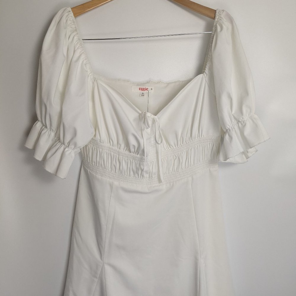 Eggie Magnolia White Puff Sleeve Mini Dress